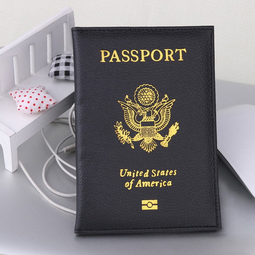 Travel Cute USA Passport Cover Women Pink USA Passport Holder American for Passports Girls Case Passport Wallet Pasaporte @: Black