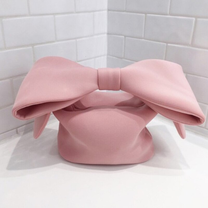 2022 Spring Summer Woman Personality Pink Color Spliced Bow Many Wear Methods Handbag All Match Evening Clutch Bags Cute