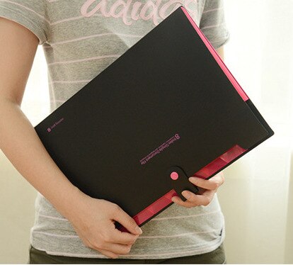 Mærke vandtæt bog  a4 papir arkivmappe taske harmonika stil dokument rektangel kontor hjemmeskole farve tilfældig: Sort 12 gitter