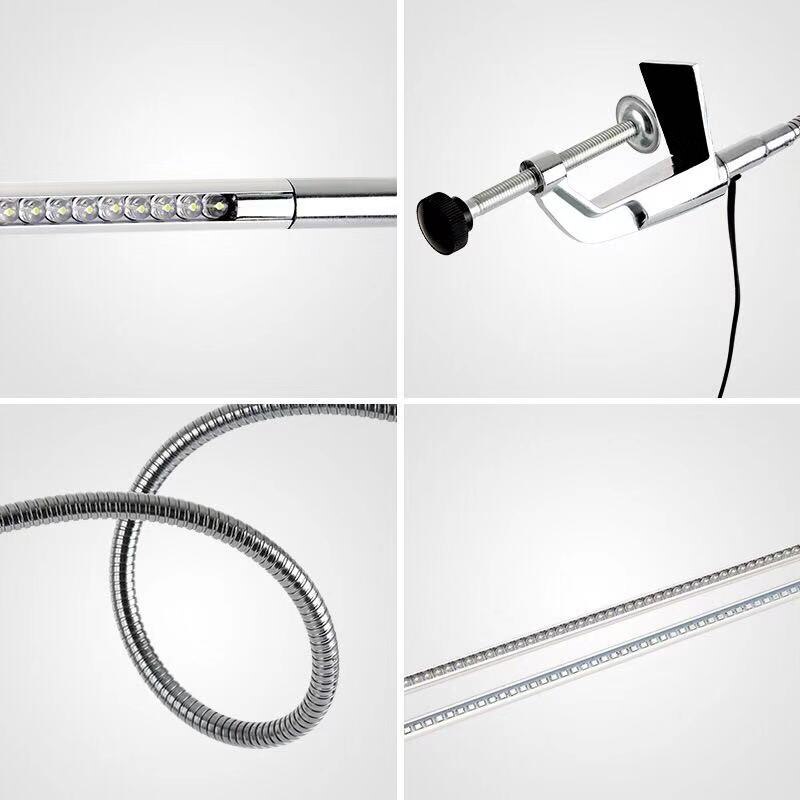 ledet sammenleggbar klemme bordlampe øyebeskyttelse lang væpne aluminiumslegering bordlampe klemme på lys til sengelesing arbeid og datamaskin