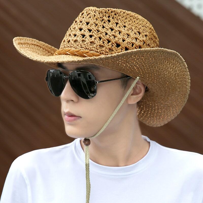 100% Handwork Summer Women Men Western Straw Cowboy Hat For Gentleman Wide Brim Boater Panama Jazz Hats Godfather Sombrero Cap