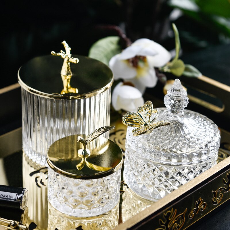 Glasbeholdere til mad retro klare opbevaringsglas med låg køkken julesnack te krydderi dekorationsflasker