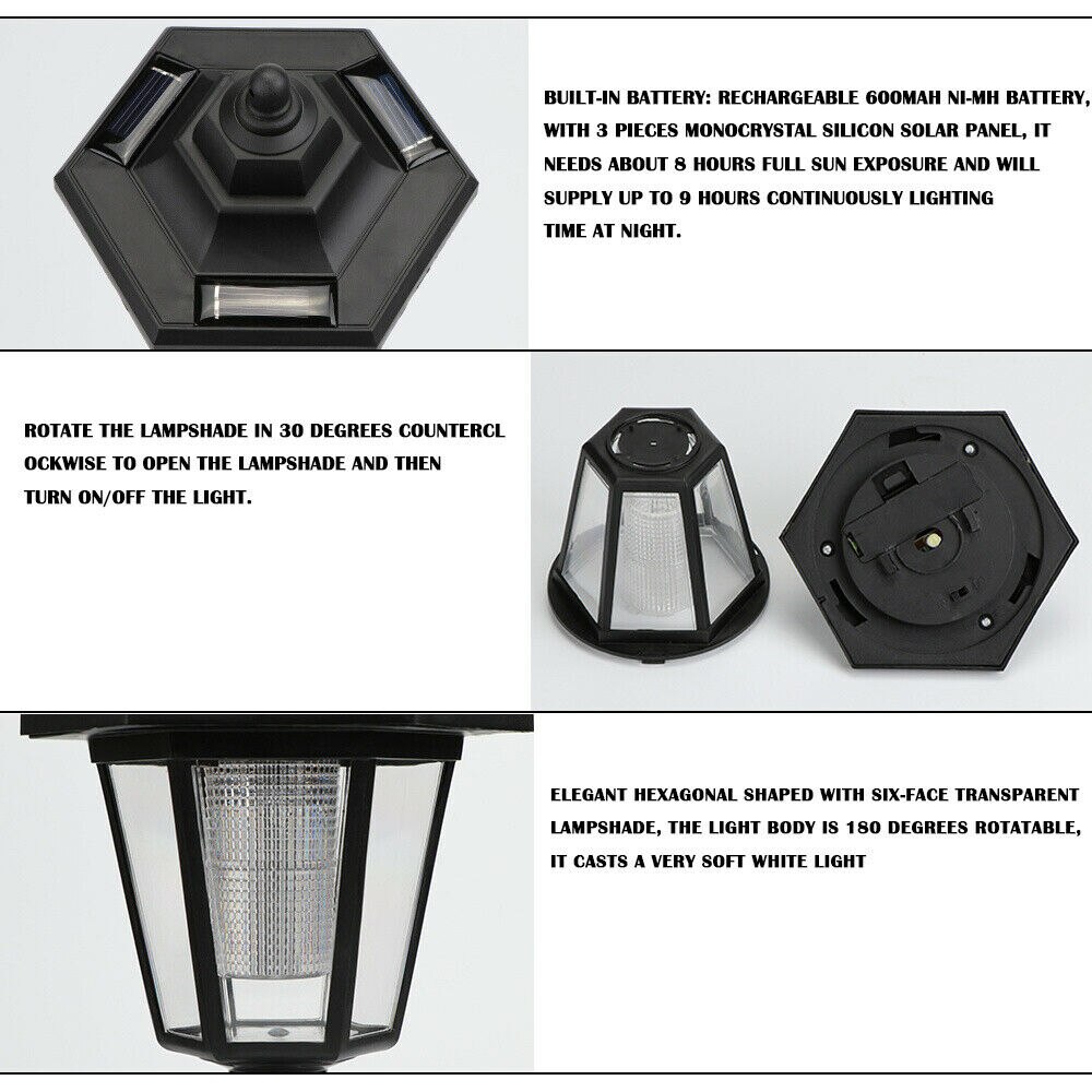 WAKYME Solar Light Outdoors Solar Power Garden Lantern Street Lights Waterproof Solar Energy Hexagonal LED Wall Lamp Sunlight