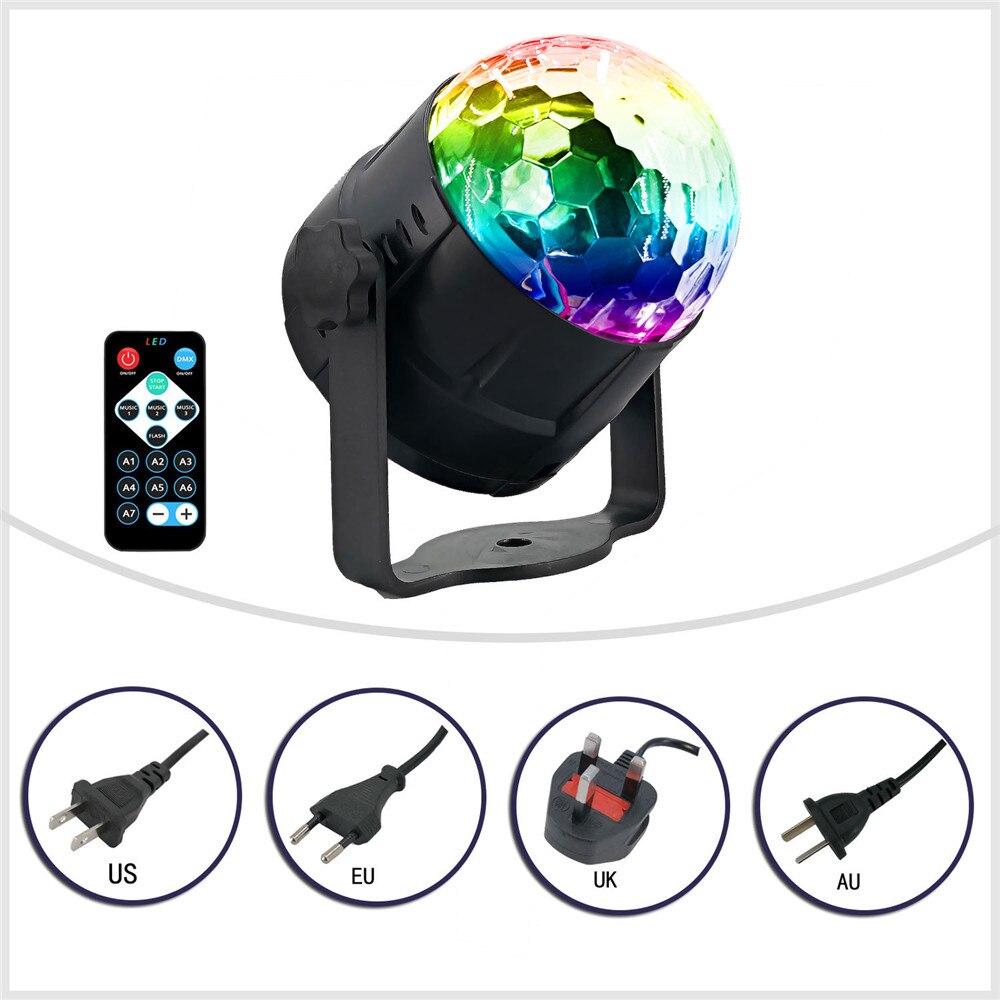 Sound Activated Roterende Disco Ball Party Verlichting Strobe Light 3W Rgb Led Podium Verlichting Voor Kerst Thuis Ktv Xmas bruiloft Tonen