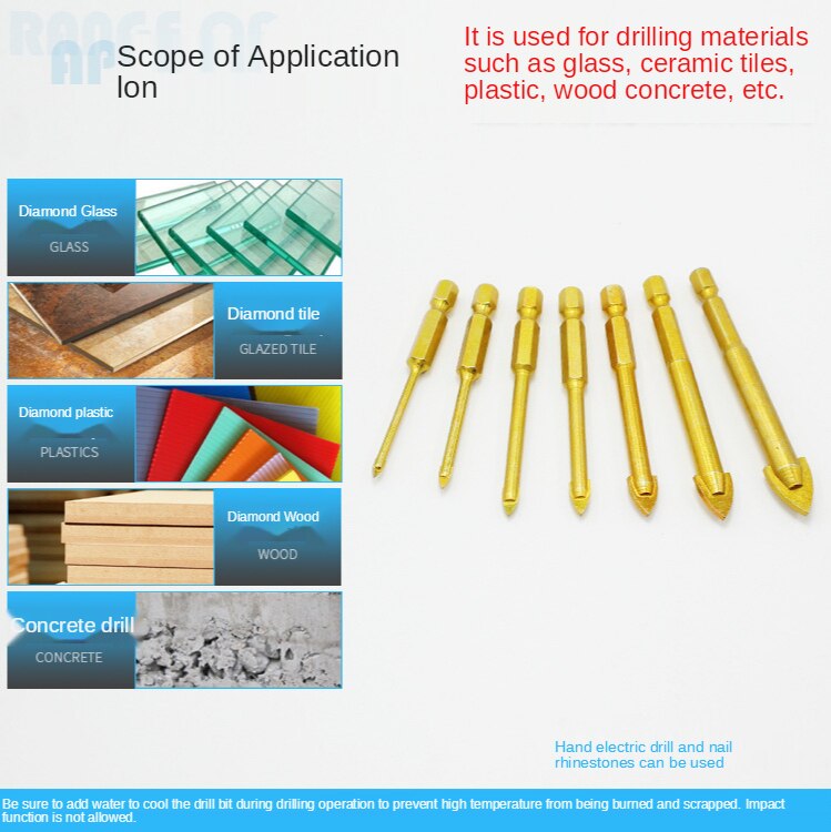 Ceramic Triangle Drill with Hexagonal Handle for Ceramic Tile Hole Opener and Alloy Triangular Drill for Glass Hole Opener