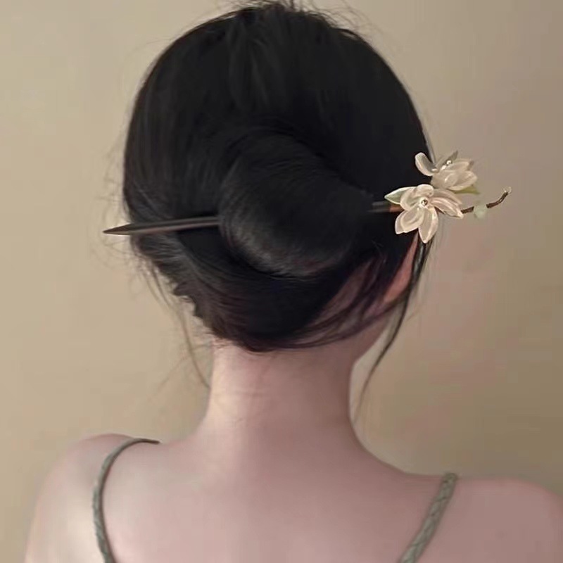 Horquilla de Camelia. Nueva horquilla de madera de estilo chino para mujer. Accesorio para el cabello con un sentido de lujo, horquilla y tocados.: Default Title