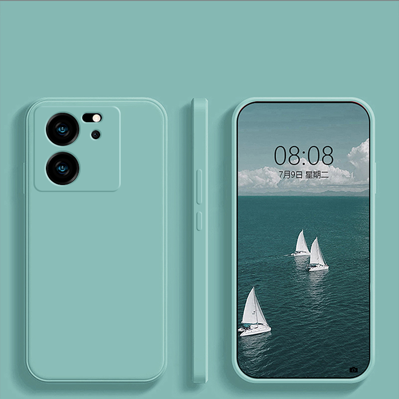 Coque de téléphone carrée en silicone liquide pour Xiaomi, coque arrière souple, couverture de luxe, Mi 13T, Mi 13 T Pro, Mi 13T Pro, 5G: PC + TPU / BLEU CIEL