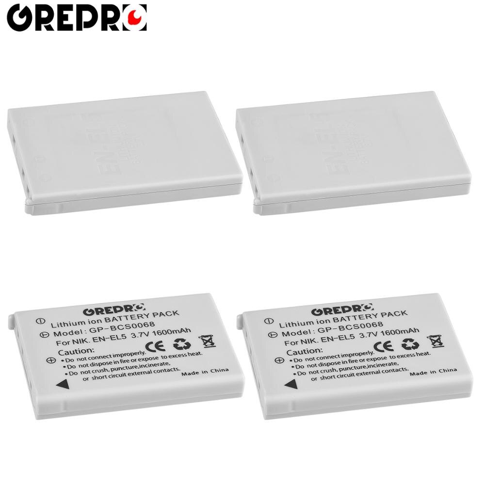 1600mAh EN-EL5 es EL5 batería para cámara Digital + cargador USB para Nikon Coolpix P4 P80 P90 P100 P500 P510 P520 P530 P5000 P5100 L50: 4x Battery