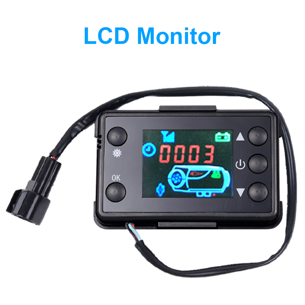 Calefacción estacionaria para motores diésel, calentador de aire de 12V con interruptor y botones, mando a distancia, pantalla LCD, Kit de plástico: Blanco
