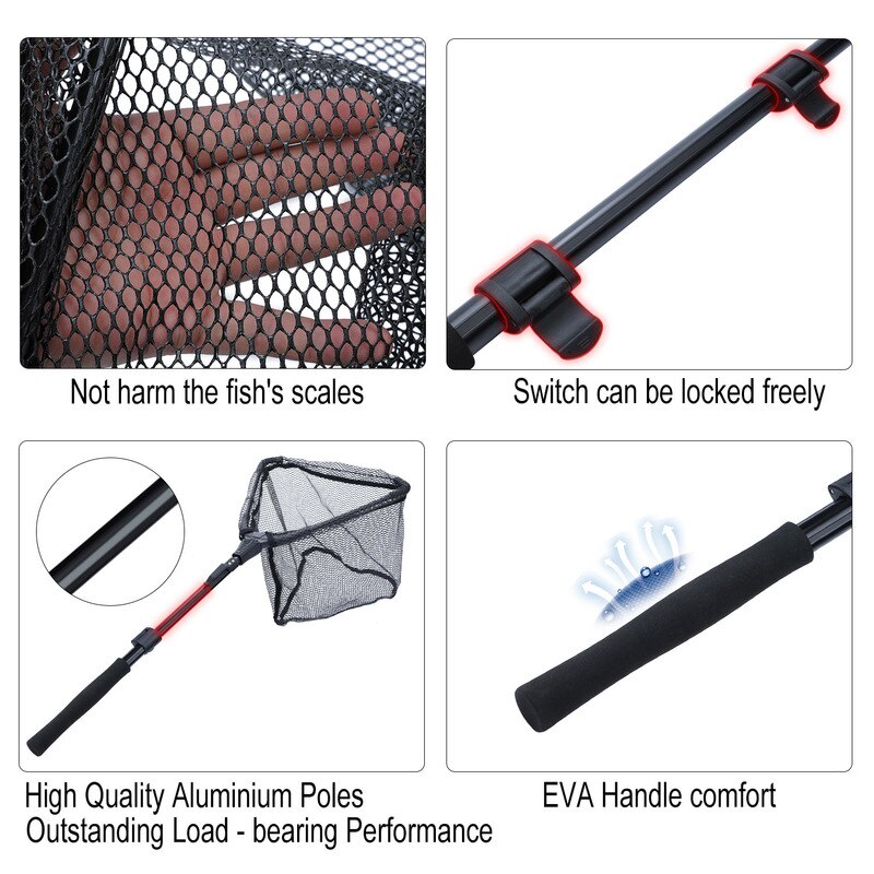 Sougayilang Fishing Net 70/95/120cm Retractable Aluminum Alloy Fishing Net Telescoping Foldable Landing Net for Fly Fishing