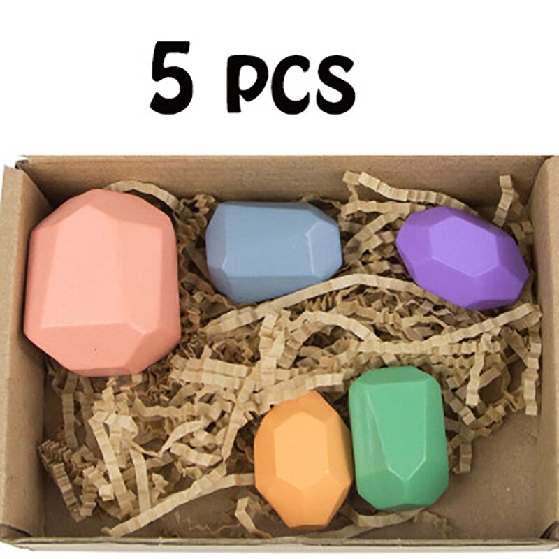 Farverig træsten byggeklods pædagogisk legetøj kreativt stabling spil for børn trælegetøj send taske: C