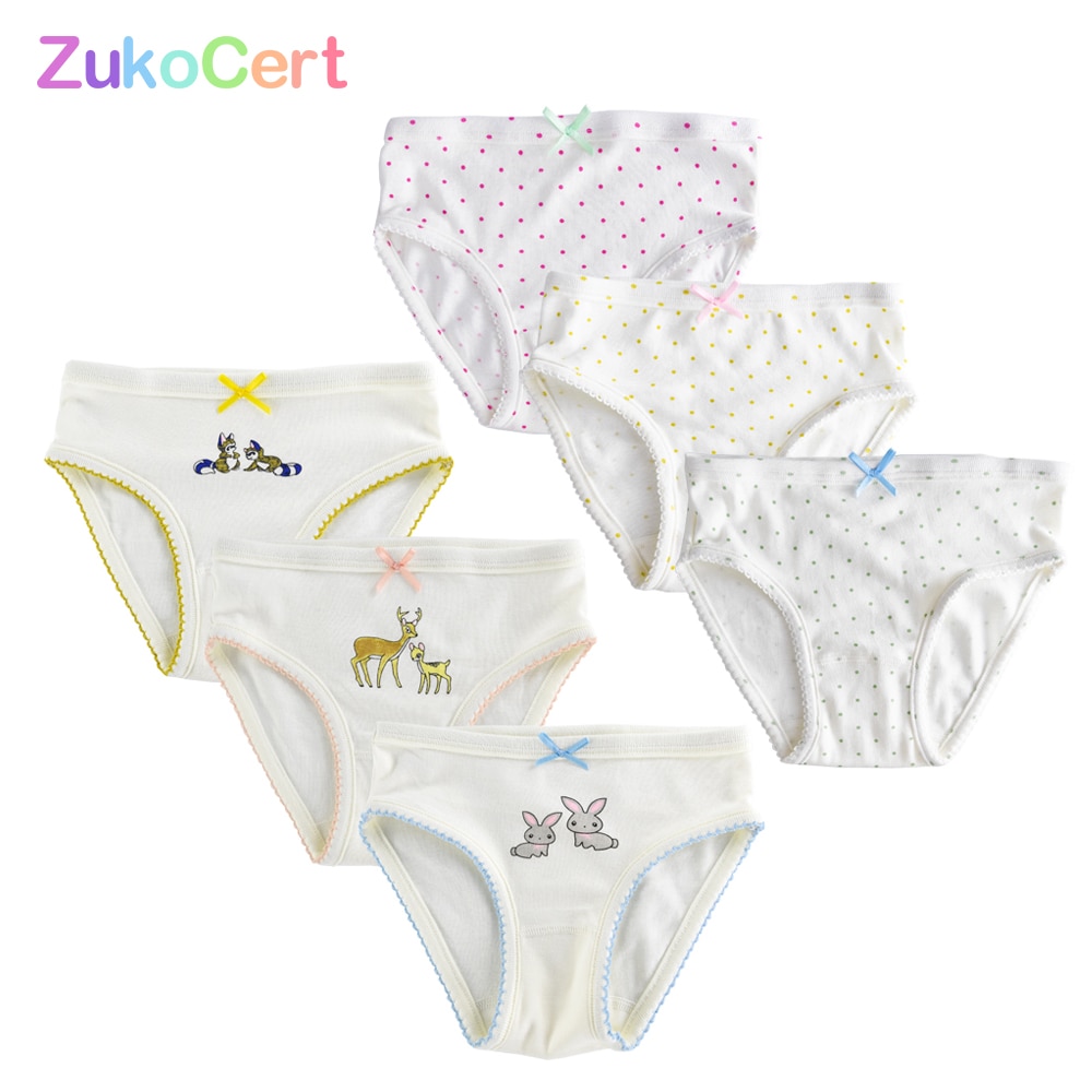 Zukocer 6 stuks/partij katoenen kinderondergoed meisjes schattige strik dier voor kindermeisjesondergoed korte onderbroeken voor babykleding