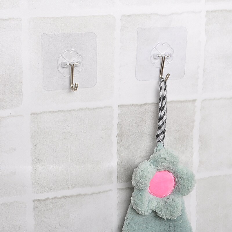 20Pcs 6X6Cm Transparante Sterke Zelfklevende Deur Muur Hangers Haken Zuig Zware Belasting Rack Cup Sucker voor Keuken Badkamer