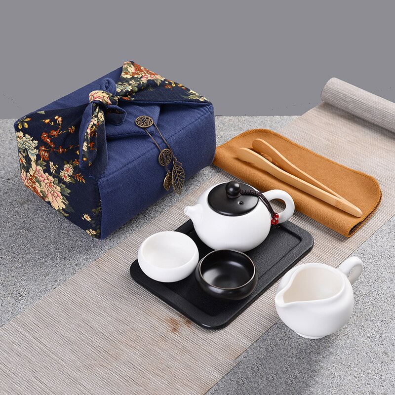 1set Japanese-style Ceramic Tea Set Portable Travel Teacups Travel Portable Porcelain Teaware Household Hone Office Drinkware: B