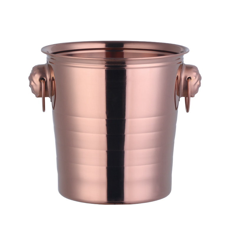 Stainless Steel Ice Bucket Gold Ice Holder Container With Scoops Whiskey Beer Ice Chiller Cooler Bar Tool For Party: Rose Gold 2pcs