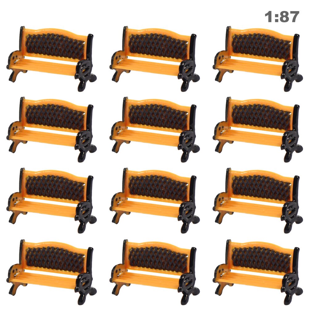 12 stk modell togplattform park gate seter benk stol sofa 1:87 ho skala  zy35087 gårdsstoler jernbane modellering