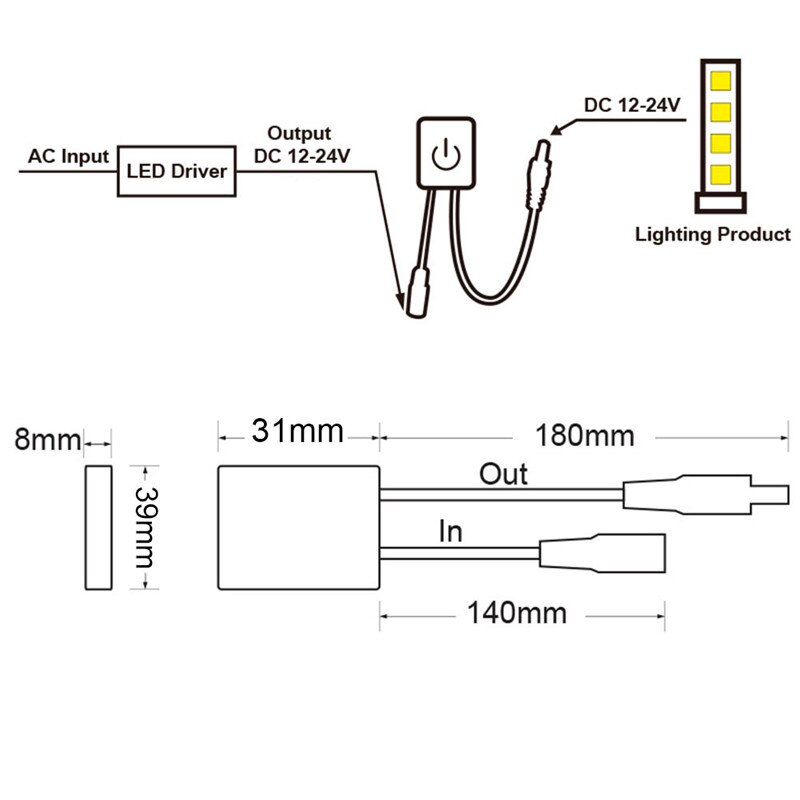 Touch LED Dimmer Switch 12V 24V 3A Full Metal Body Touch Screen Controller for 2835 3014 3528 5050 5054 5630 5730 LED Strip
