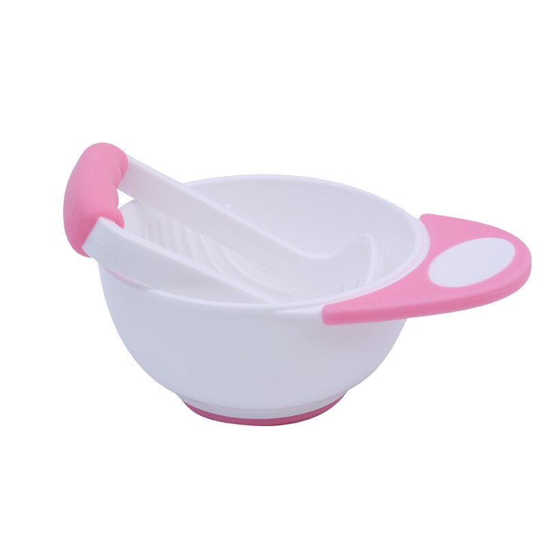 Recién llegado, fabricante de alimentos para bebés, suplementos, alimentador de alimentos, cuenco con Molinillo, alimentación de bebé, herramientas de molienda, procesador para bebé: Pink and White