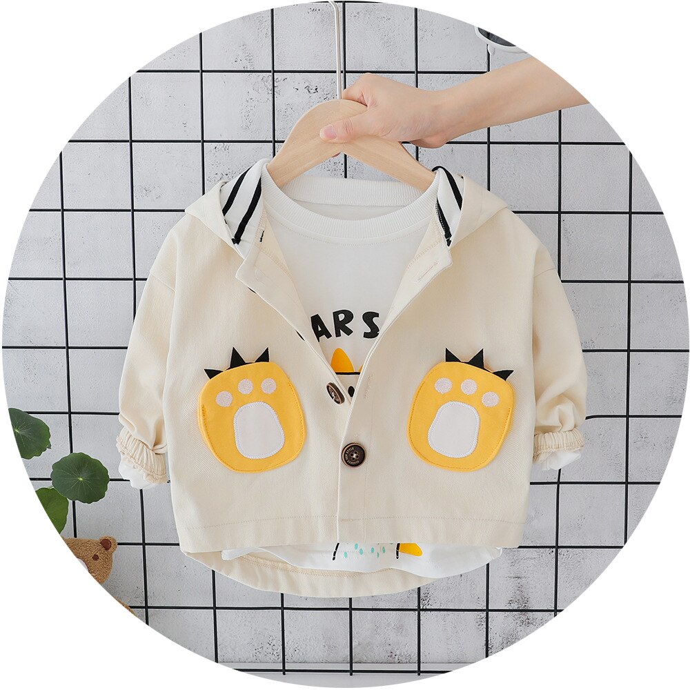 Herfst Baby Jongens Cartoon Dinosaurus Print Lange Mouwen Hooded Casual Jas Kinderen Kids Bovenkleding Meisjes Jassen Casaco