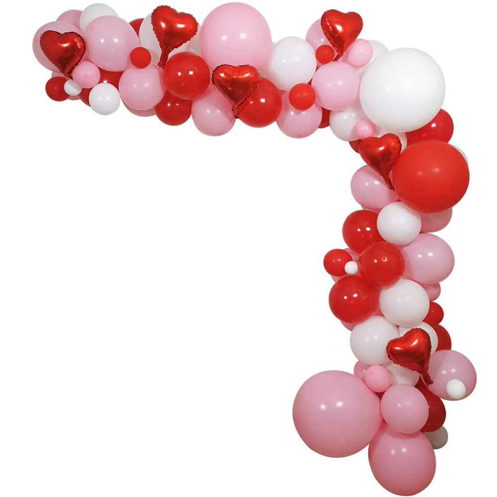 112Pc Valentines Day Balloon Arch Red Pink Balloons Garland Kit Red Heart Foil Balloons Valentines Day Decor Wedding Party Decor