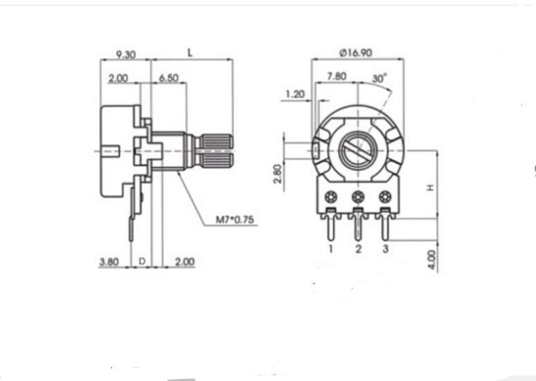 Brand 5Pcs1/2/10/20/50/100//500 K Ohm Potentiometers Single Linear Potentiometer