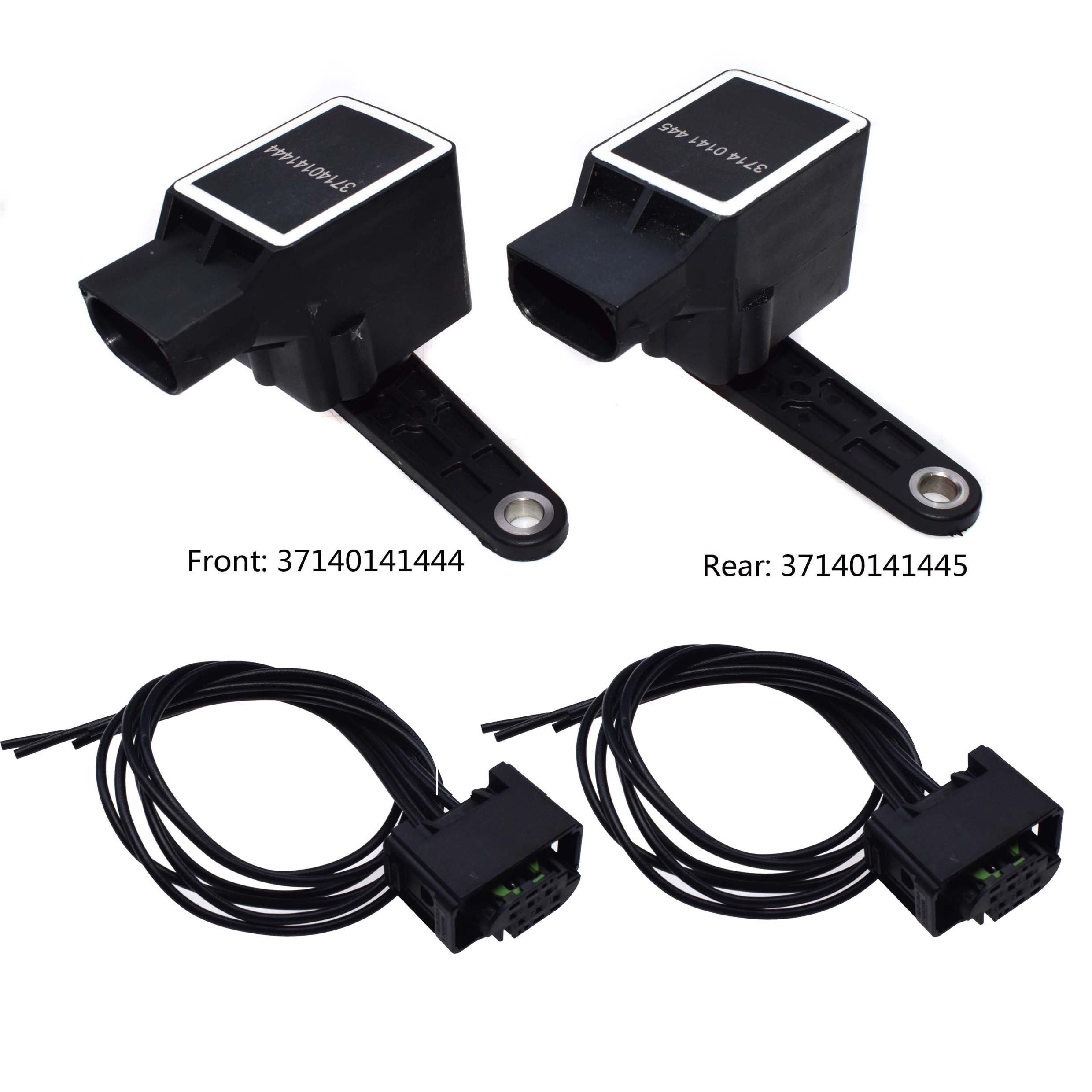 Koplamp Level Sensor Voor Achter 37140141444 37140141445 + Connector Plug Voor Bmw E81 E46 E90 E93 E92 E91 E38 x5 Z4 Z8: Front Rear Pair Kit
