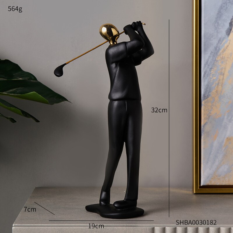 Home Decoration Accessories Modern Human Figurines Living Room Decor Character Resin Abstract Sculpture Office Desk Decorative: 32cm-Golf