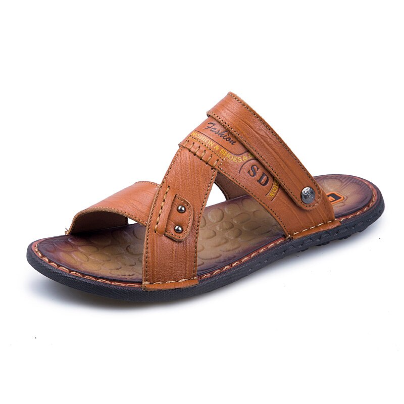 cuir outdoor sandales sandals-men herren da ete hombre heren sandel deportivas zandalias for rasteira verano man playa sandale: Khaki / 39