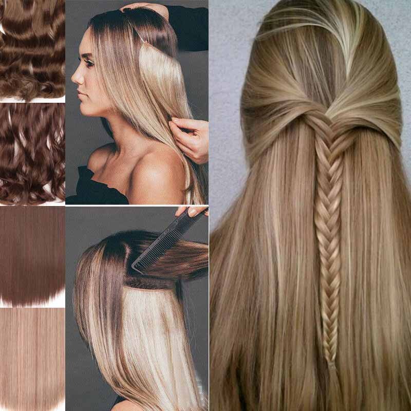 24 pouces vague Halo Extensions de cheveux Invisible Ombre Bayalage synthétique naturel secousse caché Secret fil couronne gris rose