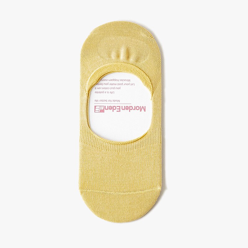 Calcetines invisibles antideslizantes para mujer, calcetín de silicona de corte ultrabajo, Fondo de algodón fino, de verano, 1 par: Light yellow