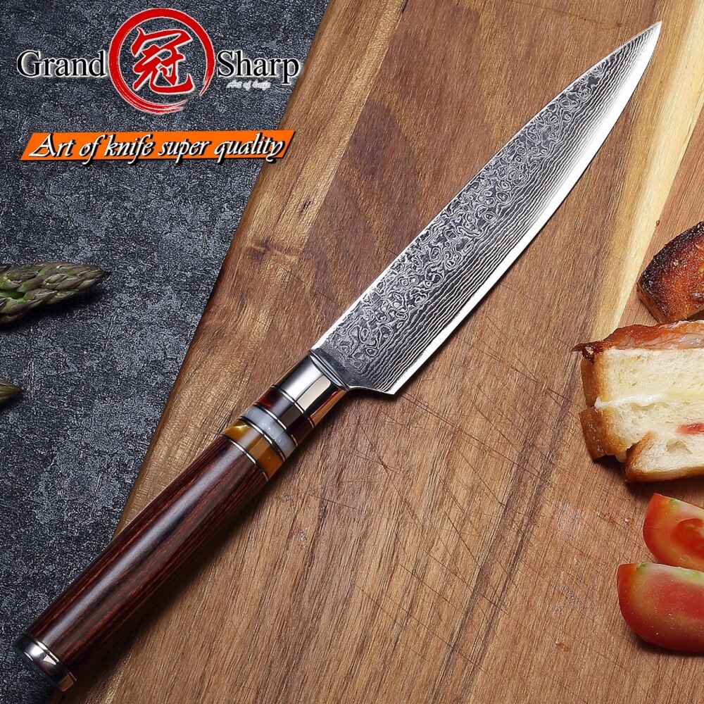 Grandsharp Damasco cuchillos de cocina 4 Uds Chef cuchillo Nakiri de corte de herramientas de cocina casera VG10 japonés de acero inoxidable