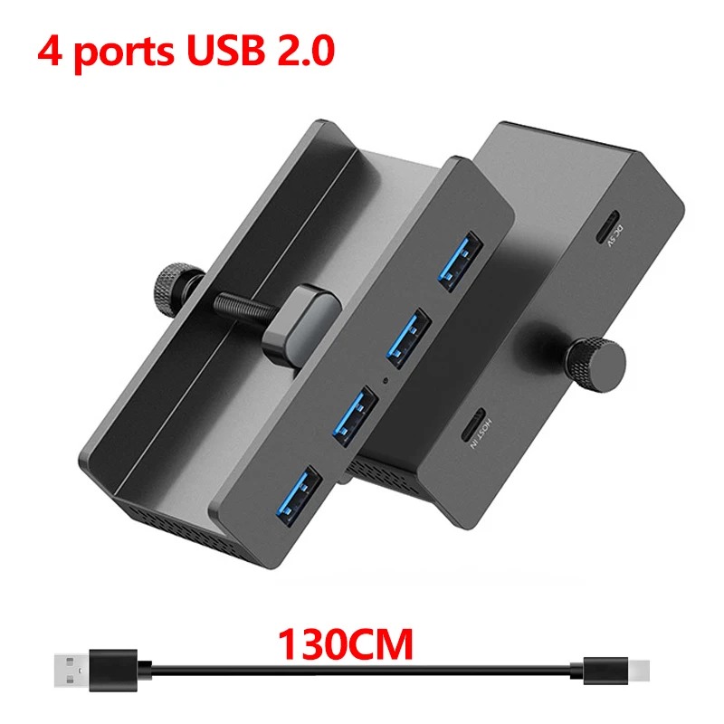 10Gbps Clip USB HUB Clamp USB3.2/3.0/2.0 Splitter Universal External Adapter For iMac Macbook Lenovo Desktop PC Accessories: BROWN