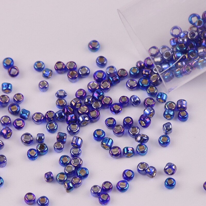 Cuentas de vidrio 12/0 unids/paquete de 2mm, cuentas de cristal checo cuadradas, espaciador de cuentas de vidrio, Agujero cuadrado para fabricación de joyería Diy: 597 AB Royal Blue