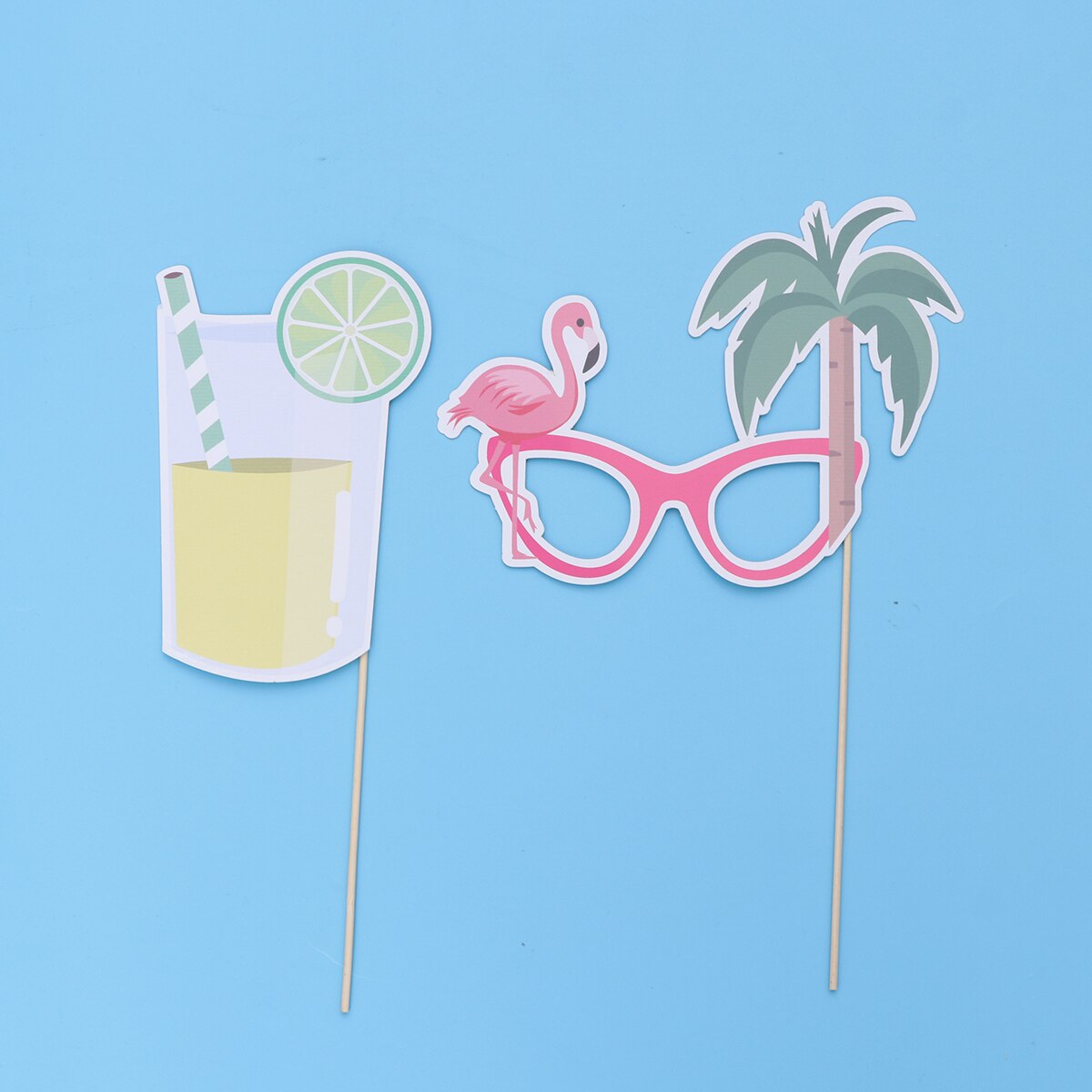 16pcs Tropical Hawaiian Summer Theme Photo Frame Photo Booth Set Frame Picture Album Pineapple Photo Props Luau Party