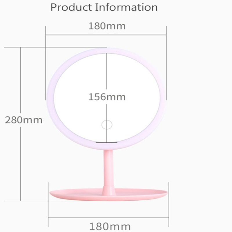 Led Light Makeup Mirror Storage LED Face Mirror Adjustable Touch Dimmer USB Led Vanity Mirror Table Desk Cosmetic Mirror