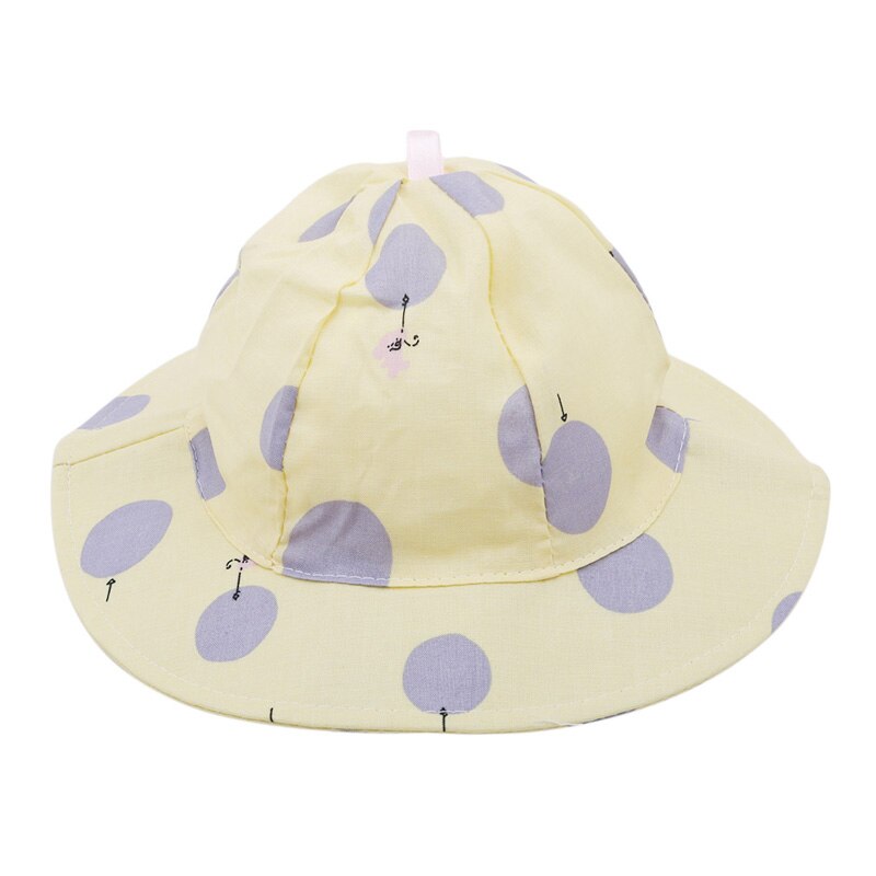 Småbarn spädbarn barn solmössa pricktryck baby hink hatt utomhus flicka pojke mössa sol strand hattar solhatt: Gul