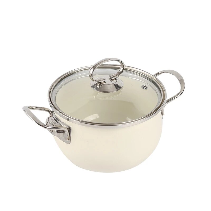 Japanese style enamel double ear stew pot household non stick pot induction cooker general purpose pots for cooking cookware