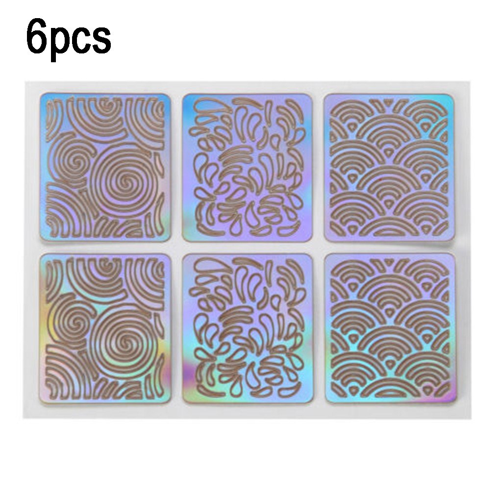 Women Nail Sticker Girl Gel Nail Extension Hollow Decal Manicure Art Decoration 6 /12/24 Pcs set: 6pcs