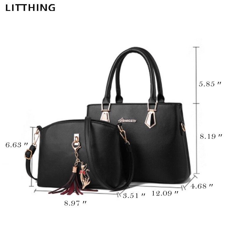 Litthing 2pcs/set Women Handbags Fashio Casual Luxury Handbags Shoulder Bags Bags Women Bag