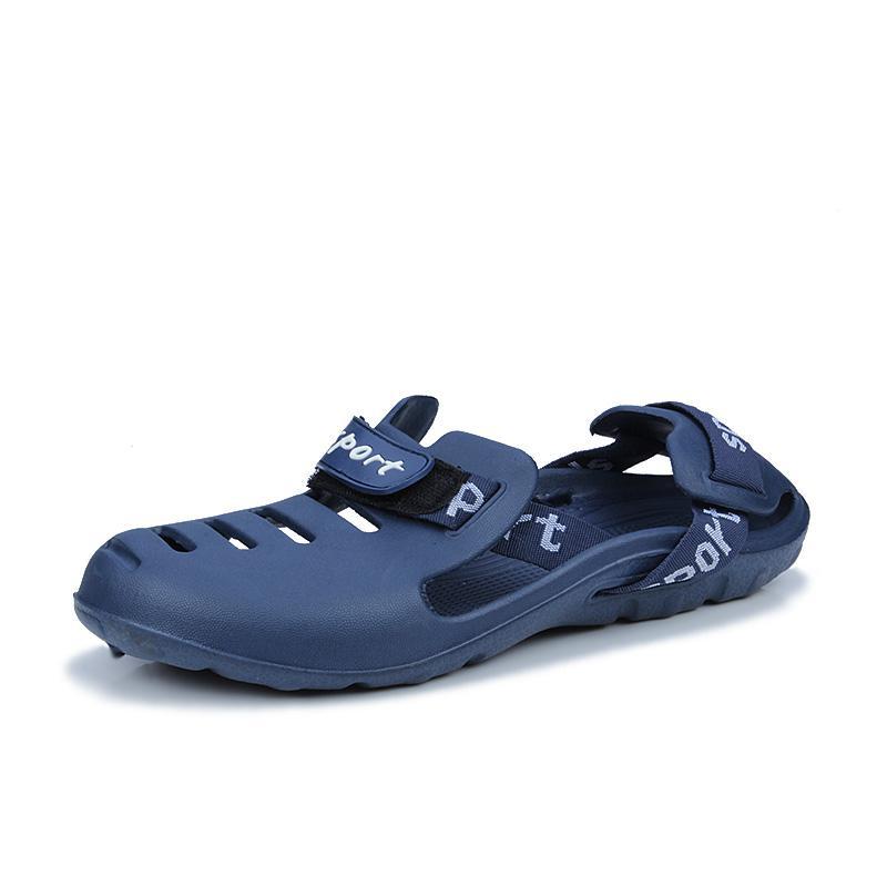 Grande taille été hommes plage eau sandales étudiants en plein air imperméable pantoufles solide jeunesse Cool respirant paresseux chaussures: Bleu / 10