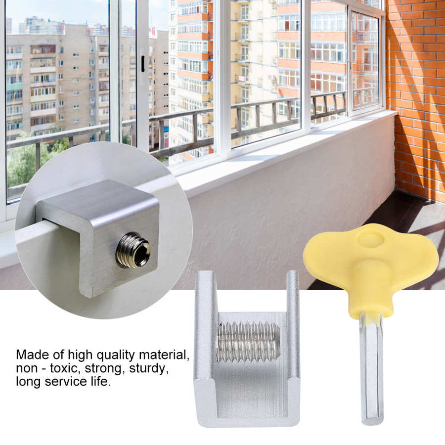 10 Set Sliding Window Safety Lock Aluminum Alloy Slide Security Lock Stopper with Keys
