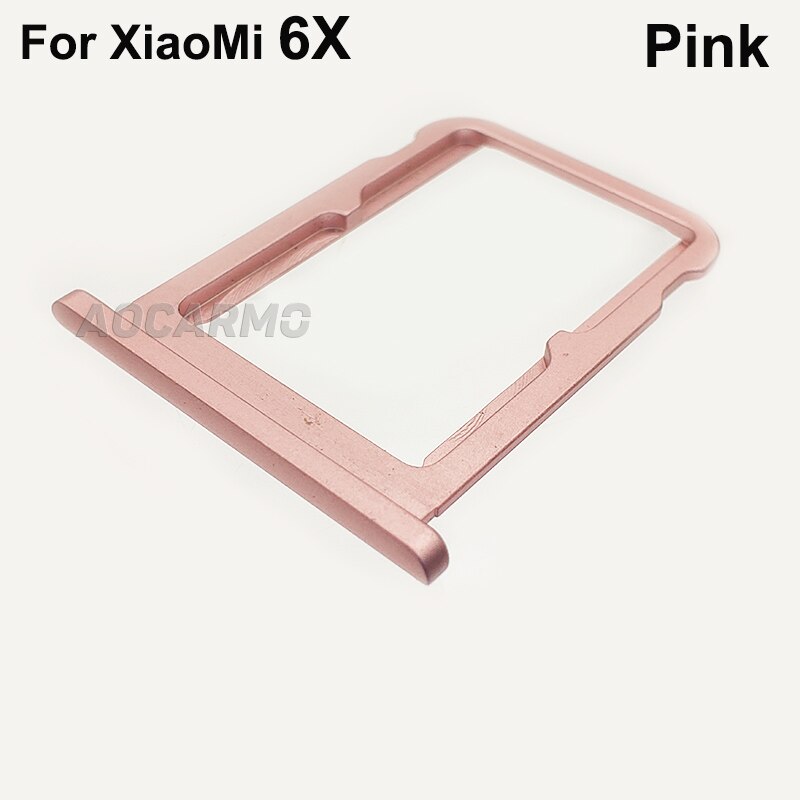 Aocarmo-bandeja de Metal para tarjeta SIM XiaoMi 6X, recambio de soporte de ranura para MicroSD: For XiaoMi 6X--Pink