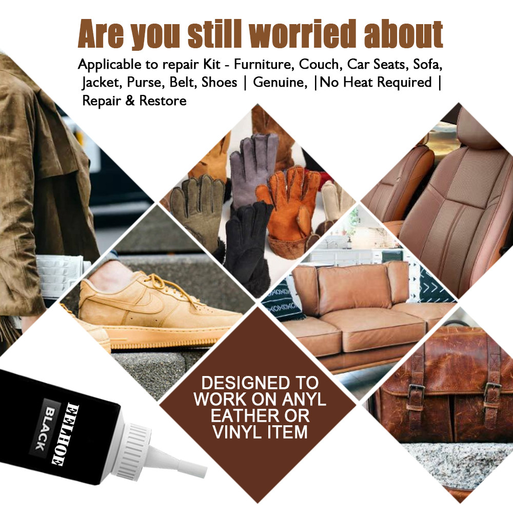Black Leather and Vinyl Repair Kit - Furniture, Couch, Car Seats, Sofa, Jacket Maintenance Shoes Leather Refinish Repair Cream