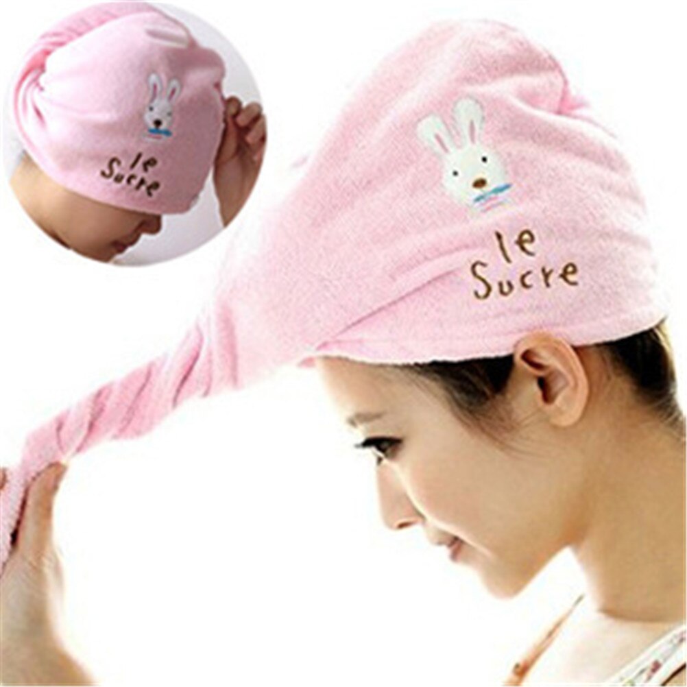 Superabsorberende dejligt hårhåndklæde turban hårtørrende kasket badekåbe hat hovedindpakning hurtigtørrende badeværelsesværktøj