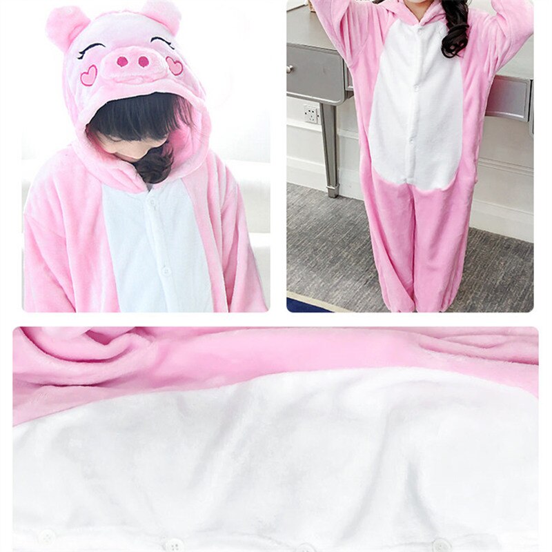 Mono de cerdo de franela para niñas, manta de bebé con capucha de punto cálido para niños, manta de lana cálida, mono de pijama de invierno para bebés