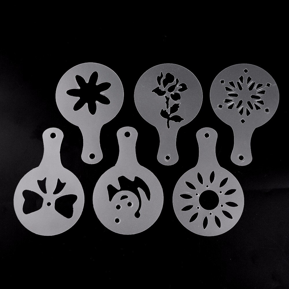 Rvs Chocolade Shaker Cacao Meel Koffie Zifter + 12 Stuks Koffie Stencils Template Strooit Pad Duster Spray
