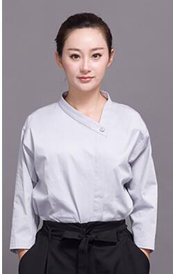 Unisex Japanese Style Medium Sleeve Cook Uniform Restaurant Chef Uniform Waiter Work Wear Cook Clothes F98745: women top / L