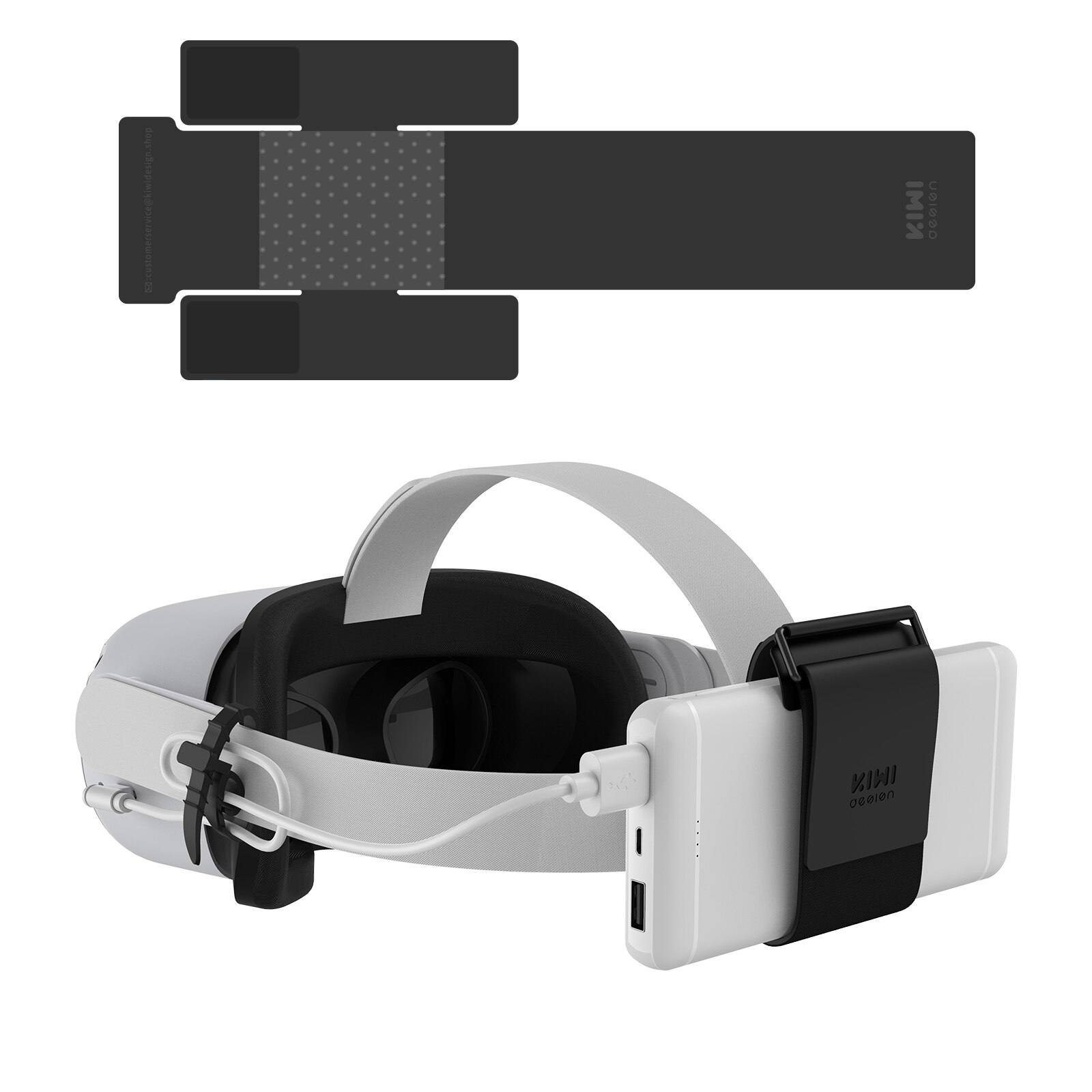 KIWI design VR Power Bank cinturino di fissaggio per Oculus Quest/Quest 2 accessori fissi su cinturino per cuffie VR (non per cinturino Elite): Default Title