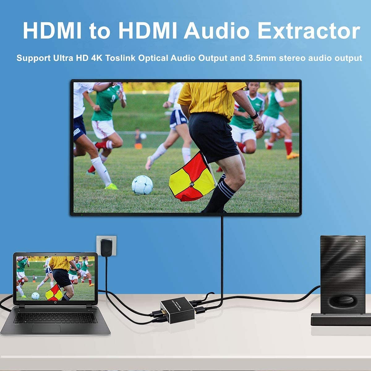 HDMI Audio Extractor HDMI to HDMI and Optical TOSLINK SPDIF + 3.5mm Stereo Audio Extractor Converter HDMI Audio Splitter Adapter