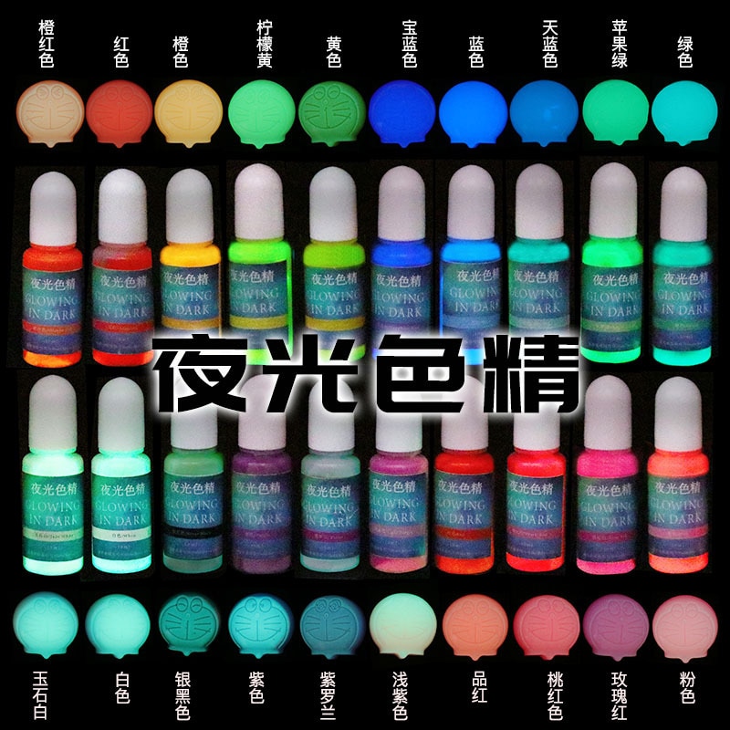 10 farver epoxy uv harpiks farvestof farve pigment glødende i mørk ab krystal lim håndlavet gør-det-selv materiale pigment til smykker ma